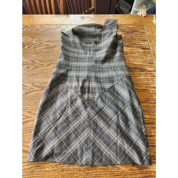 Black Halo One Shoulder Plaid Mini Jackie dress sz 6 - Picture 4 of 4